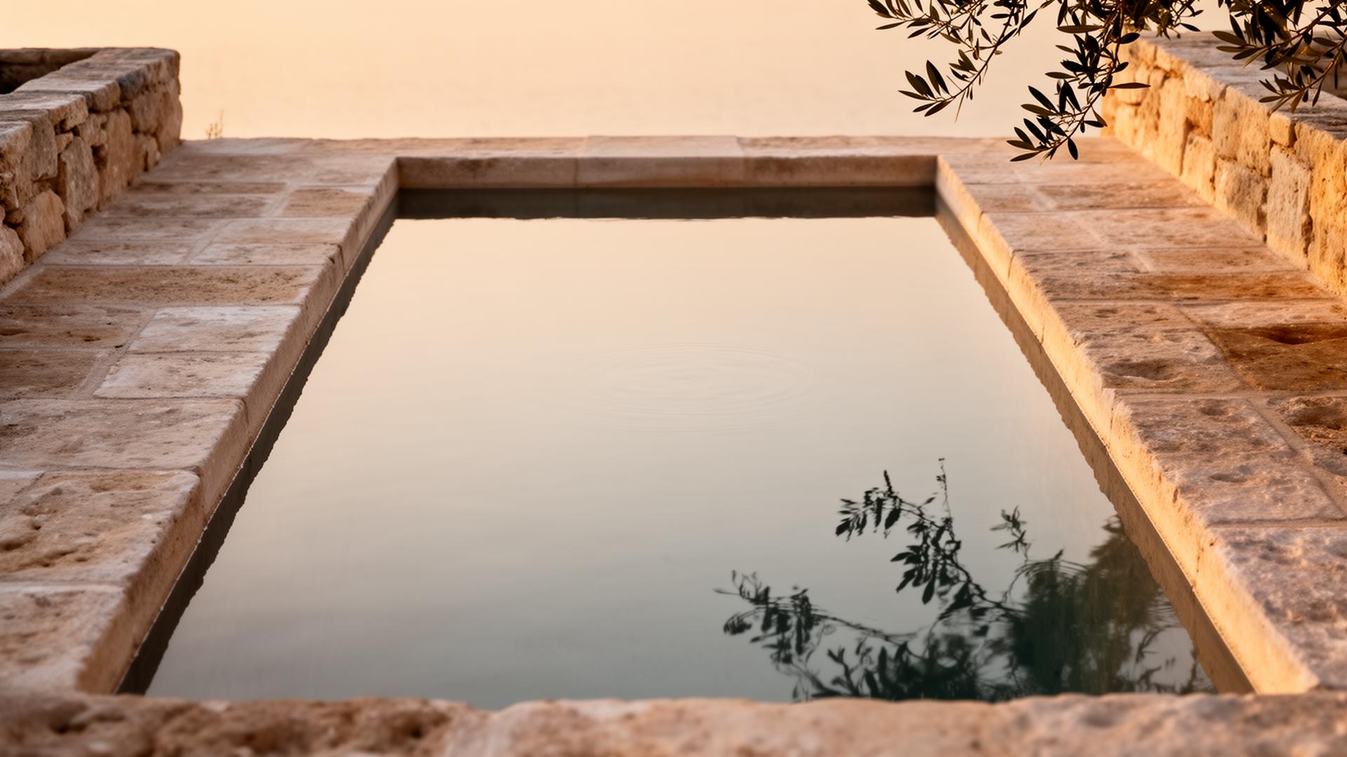 Quiet pool reflecting evening light